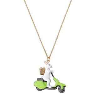 Betsey Johnson Bunny Vespa Pendant Slider Necklace
